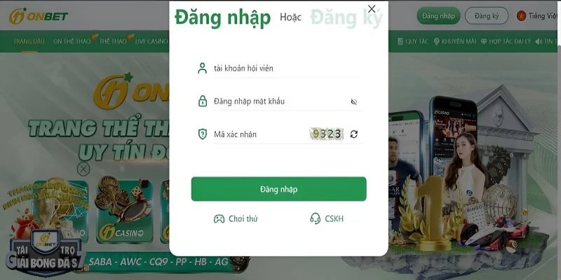Đăng Nhập Khi nhập thông tin đăng nhập Onbet không để người khác nhìn thấy